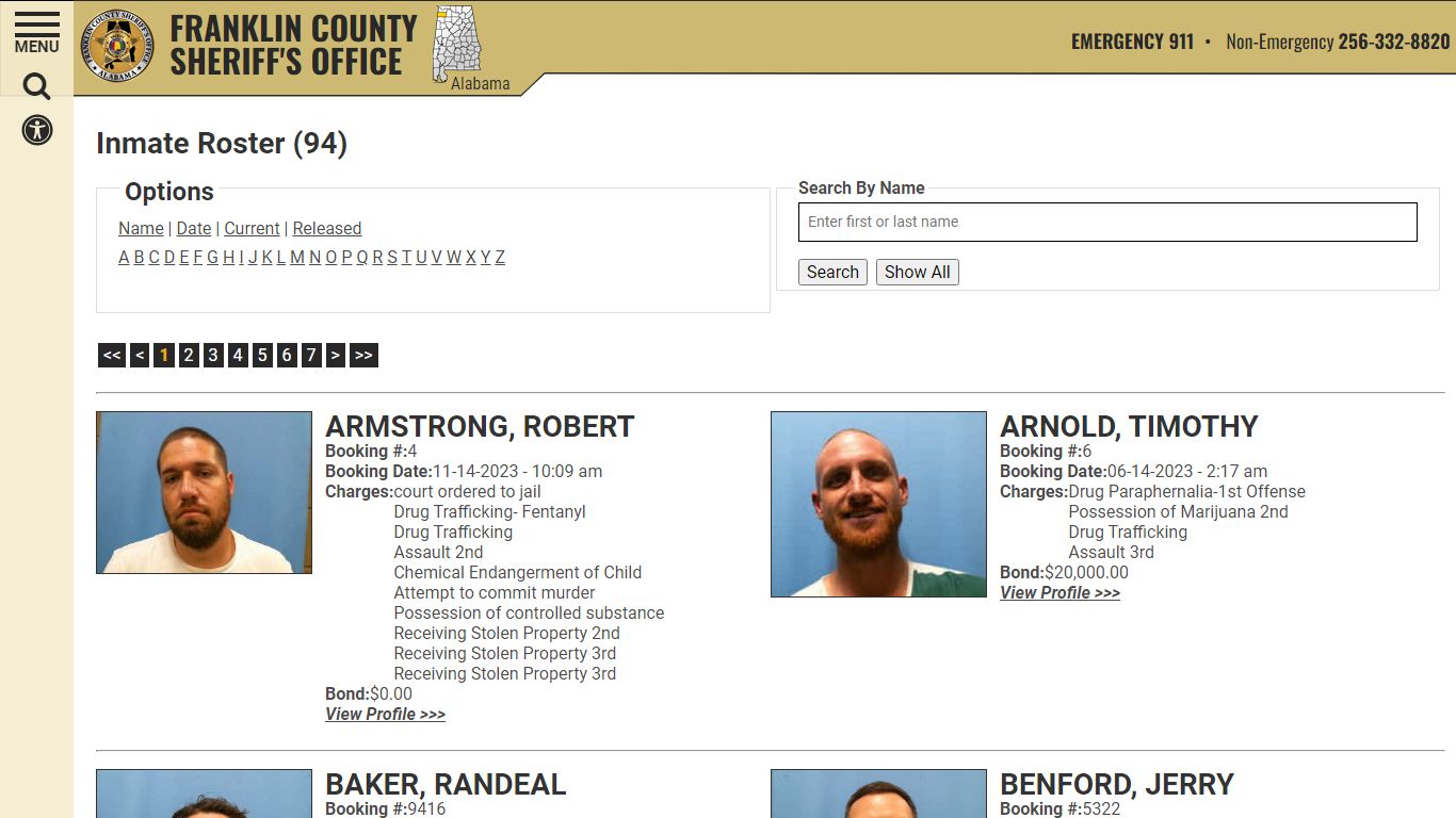 Inmate Roster - Current Inmates - Franklin County AL Sheriff's Office