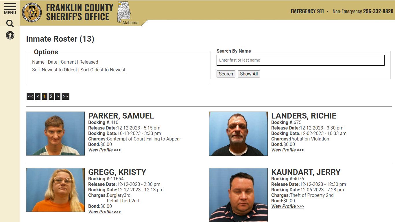 Inmate Roster - Franklin County AL Sheriff's Office